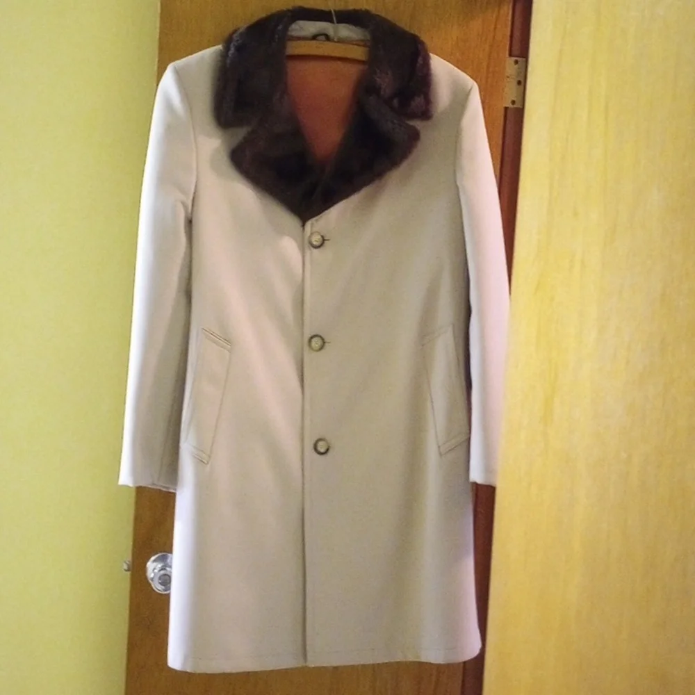Sears, 44XT, Vintage Tan Winter Button-Down Coat - Picture 1 of 6